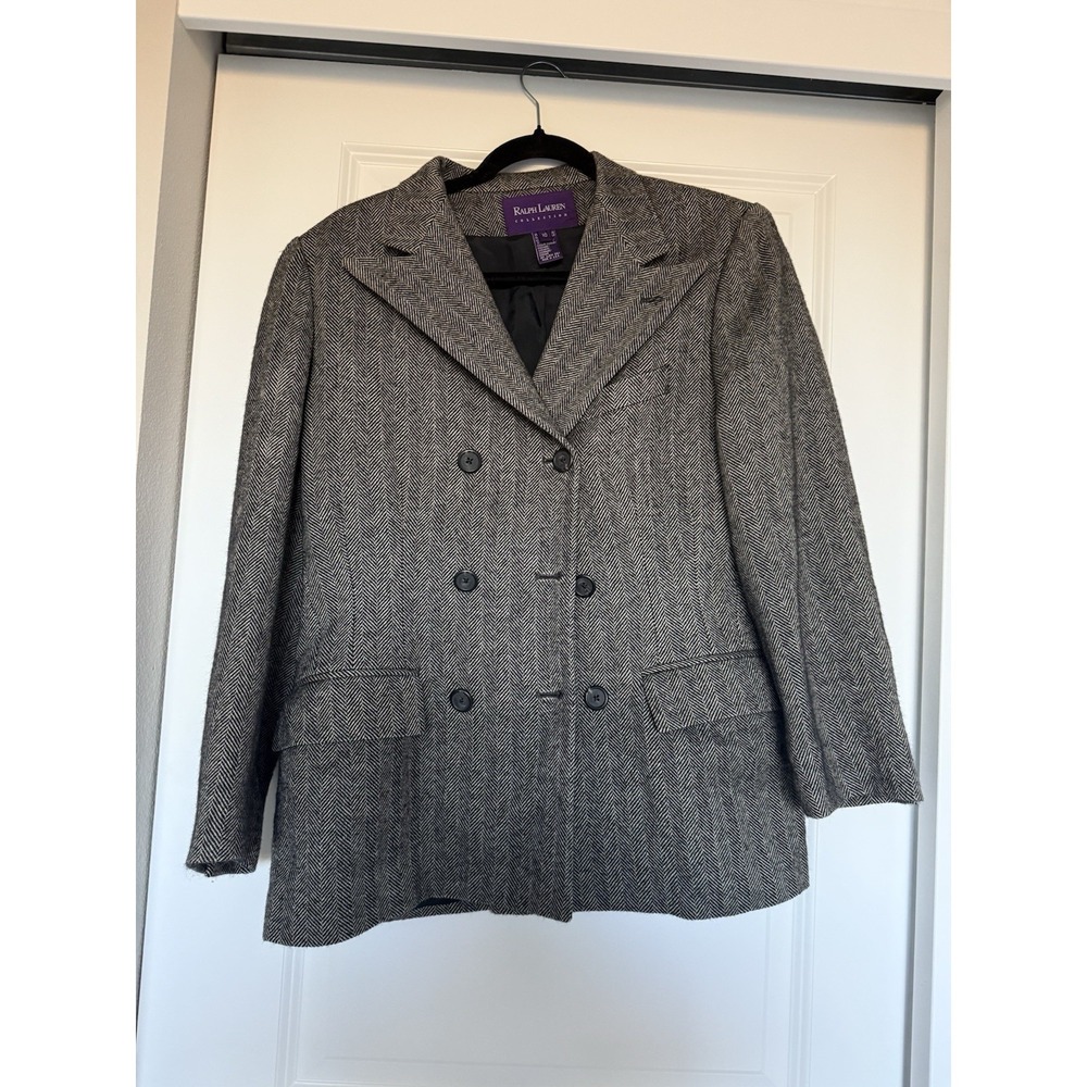 VTG Ralph Lauren Purple Label 10 Woman's blazer Cashmere Wool Herringbone